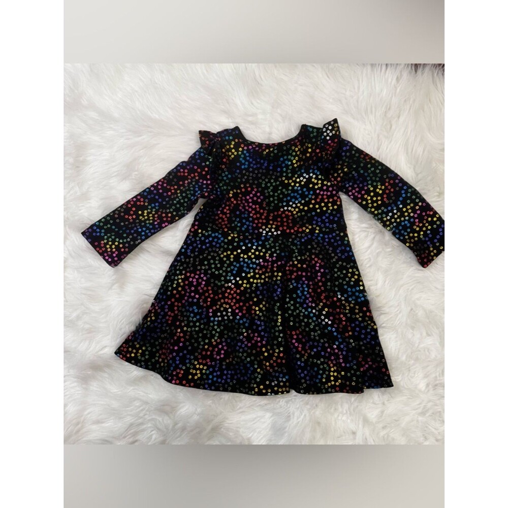 Pippa & Julie Black Long-Sleeve Dress with Rainbow Sequin Dots - Picture 7 of 11